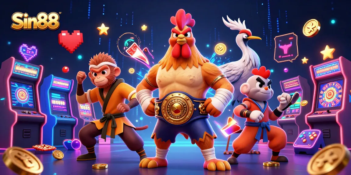 Engage with Sin88's vibrant 3D digital casino scene featuring characters and immersive gaming elements.
