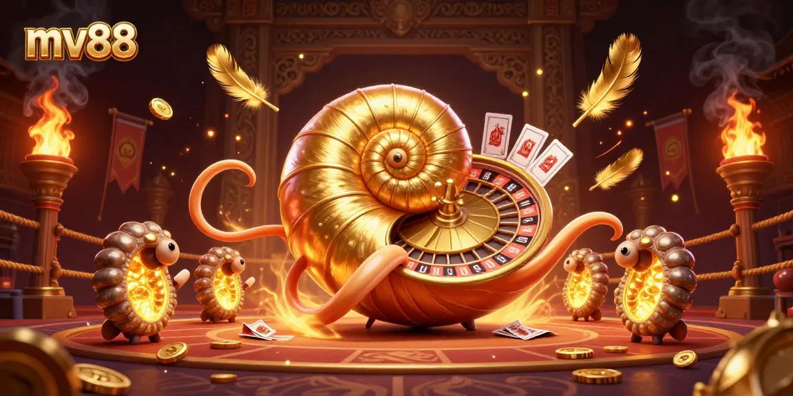 Engage with mv88's thrilling casino experience featuring a giant nautilus roulette wheel and glowing ammonite companions.