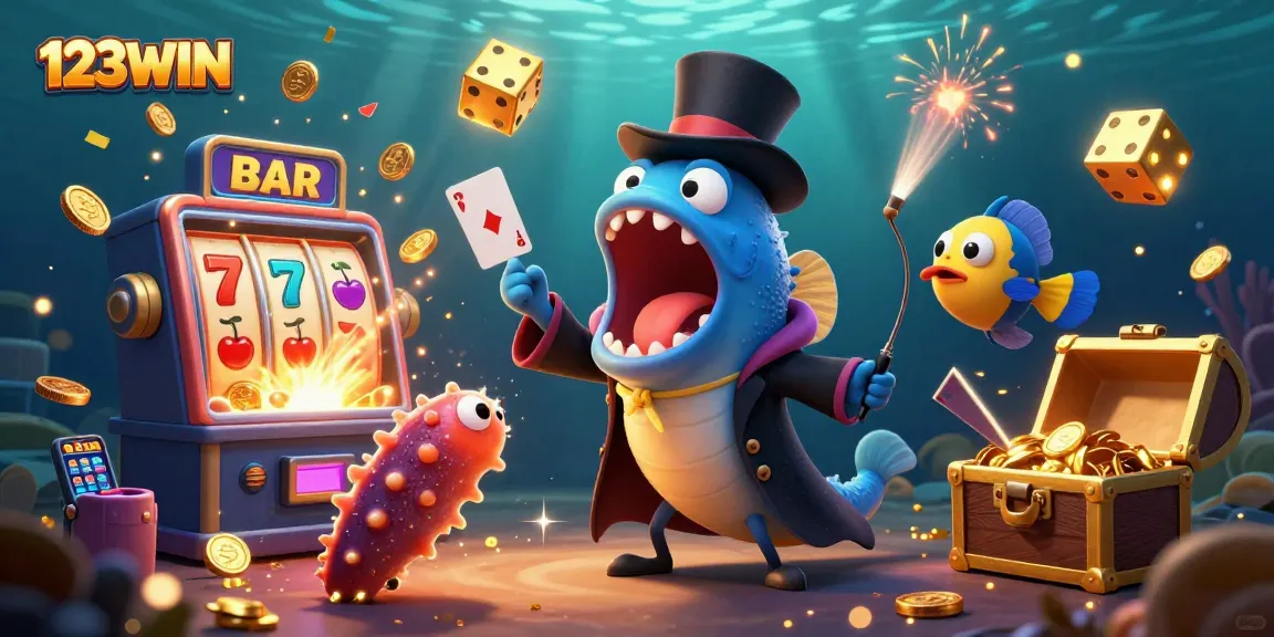 Engage with 123WIN in an enchanting underwater casino adventure filled with colorful elements and excitement.
