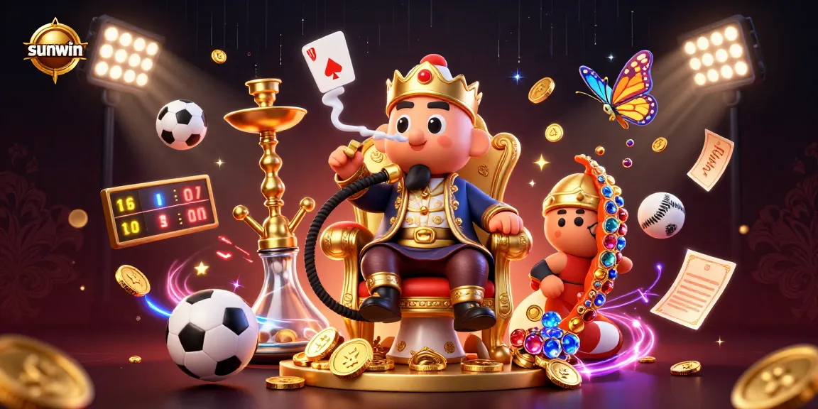 Experience thrilling moments at sunwin with vibrant casino scenes featuring game symbols and rich colors.