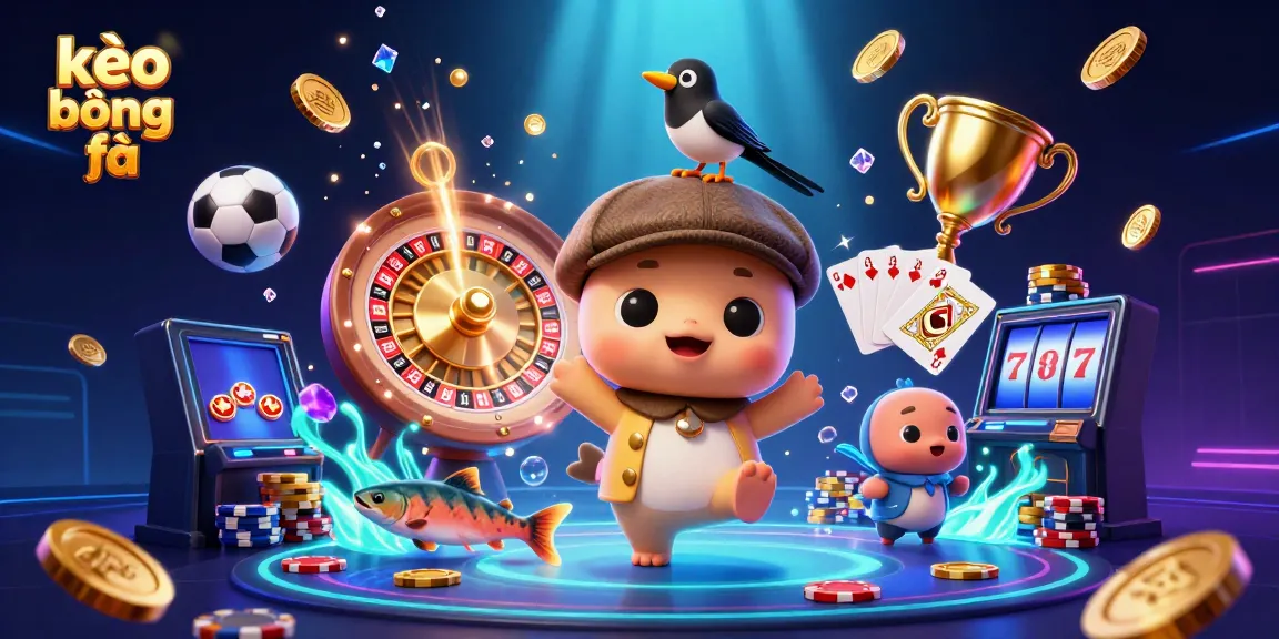 Bet on kèo bóng đá while enjoying a vibrant 3D scene of playful characters and dynamic game elements.