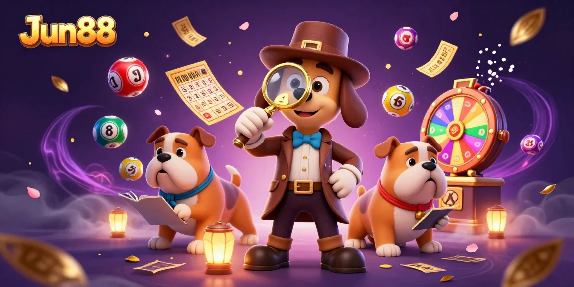 Uncover exciting winnings at JJun88 with a playful casino scene filled with vibrant games.