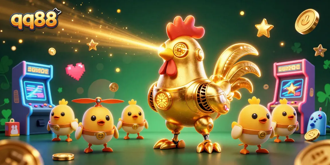 Experience the vibrant qq88 gaming world through an illustration featuring dynamic characters and casino elements.