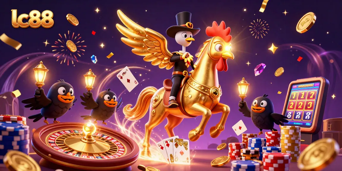 Experience the magic of lc88's casino world with golden rooster symbolism and dynamic action.