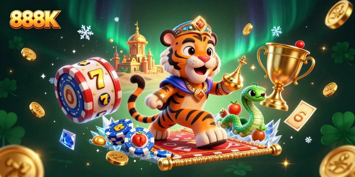 Experience rich rewards with 888K slots featuring vibrant Arabian Nights-themed illustrations and dynamic game elements.
