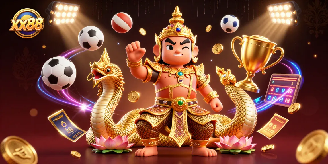 Betting excitement at xx88's vibrant sports scene with energetic characters and dynamic elements