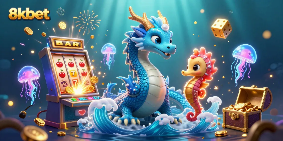 Experience thrilling adventures with 8xbet through vibrant underwater scenes featuring slot machines and magical creatures.