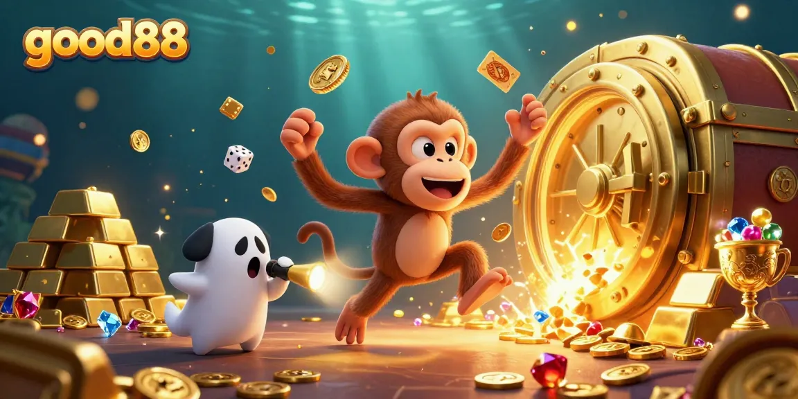 Engage in thrilling gaming at good88's vibrant casino with lively characters and sparkling treasures.