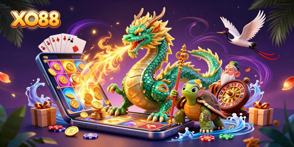 Experience thrilling gameplay at XO88 with vibrant casino elements and magical characters.