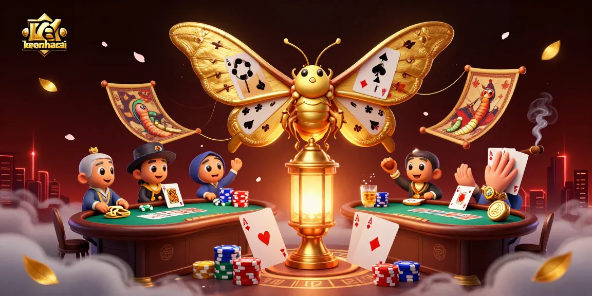 Explore keonhacai with vibrant casino elements and rich detailed scenes featuring golden wings and poker.