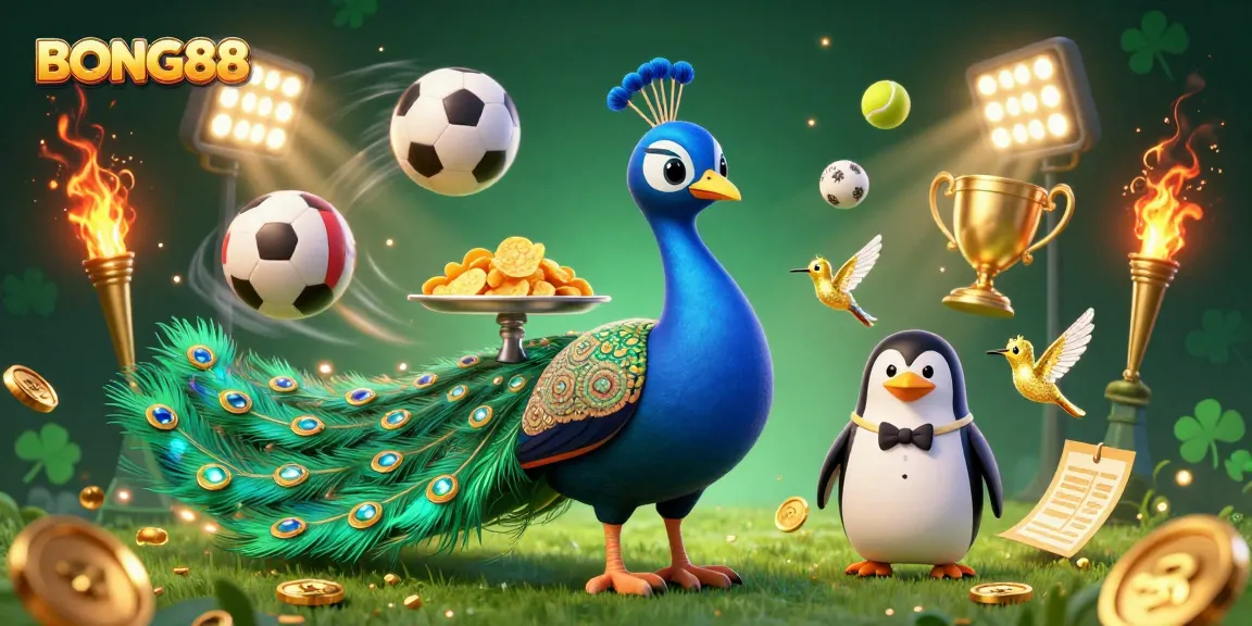 BONG88 showcases thrilling sports betting action with vibrant characters and dynamic elements, inviting players to engage.