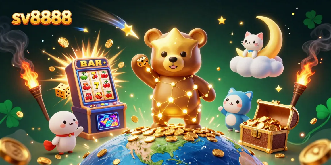Engage with sv8888's thrilling casino experience featuring a constellation bear amidst jackpot action!