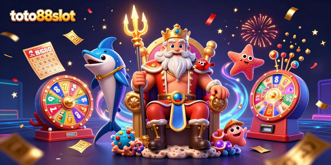Experience the thrill of TOTO88SLOT with vibrant slot reels and lucky symbols in an energetic 3D scene.