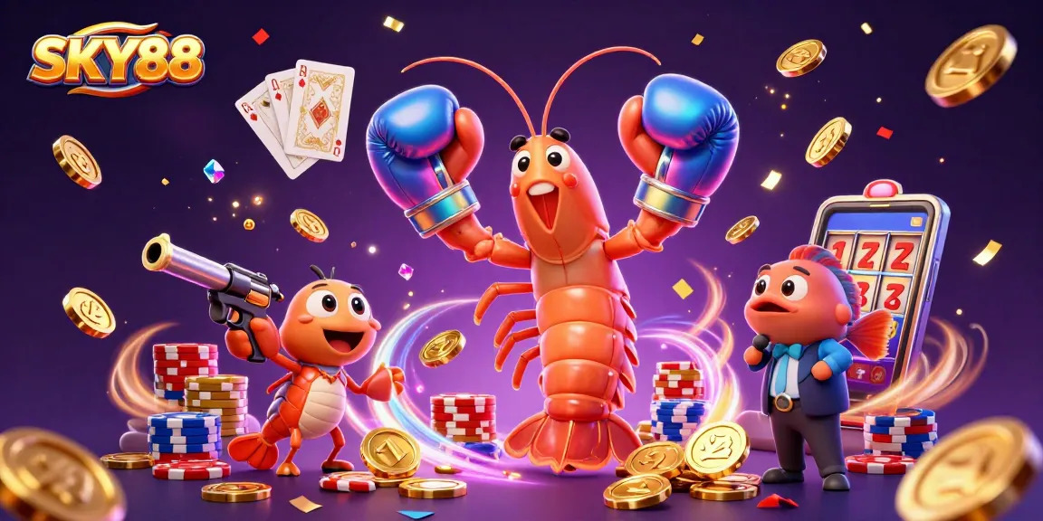Engage in SKY88's thrilling casino action with vibrant characters and dynamic gaming elements.