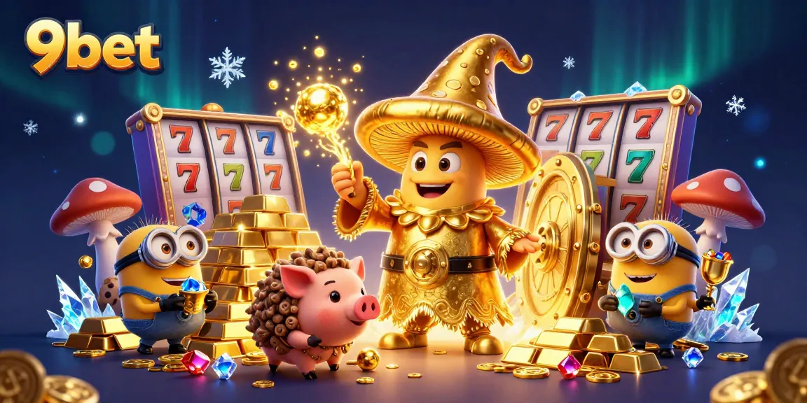Engage in the magic of 9bet's casino realm with a vibrant scene full of treasure.