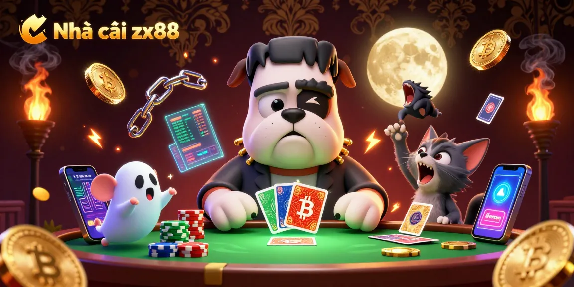 Experience thrilling gaming at Nhà cái zx88 with a vibrant 3D casino scene featuring unique characters and digital assets.