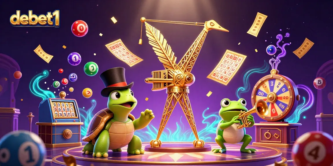 Experience debet1 thrills with vibrant lottery elements and cartoon characters in a 3D casino scene.