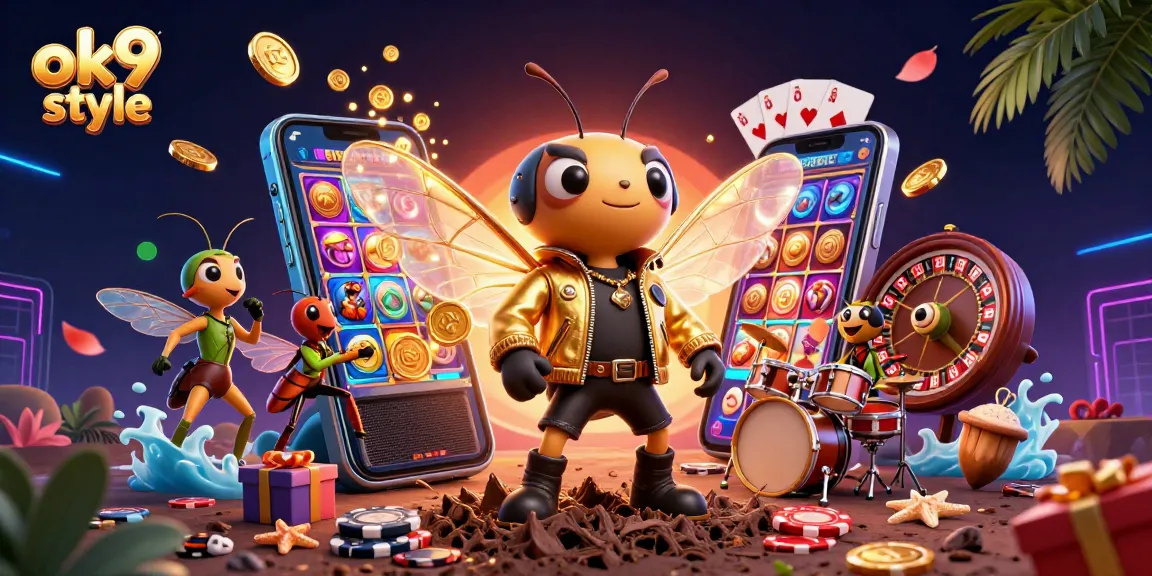 Experience thrilling fun with ok9 style at the casino featuring a vibrant 3D cartoon party scene.