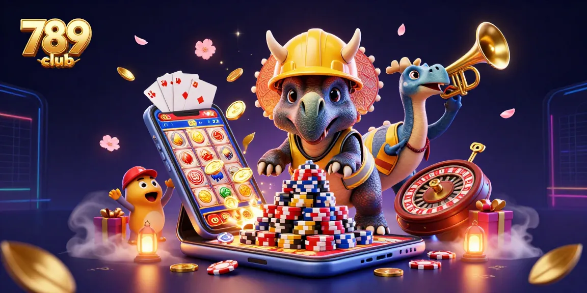 Engage with 789club's dynamic casino-themed celebration featuring vibrant characters and gaming elements.