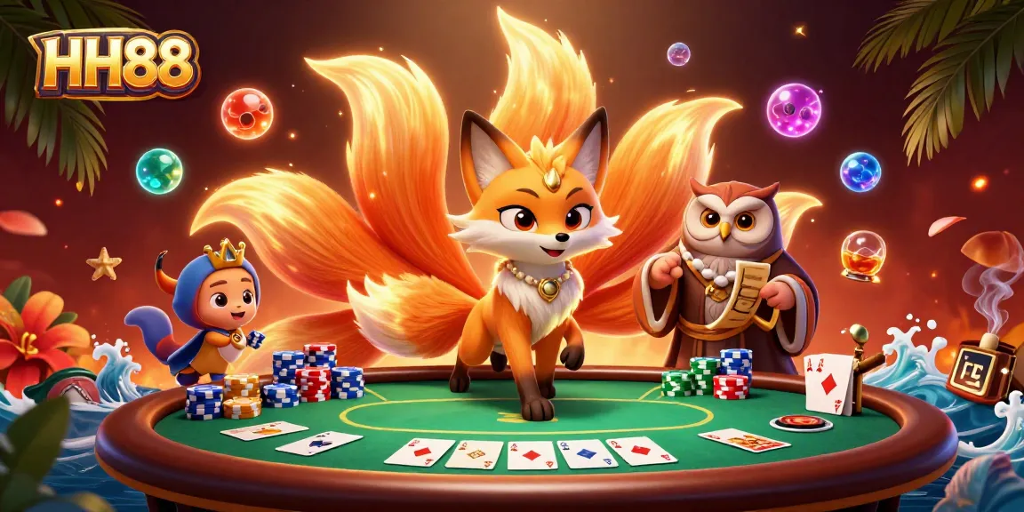 Experience the thrill of HH88 poker with vibrant characters and dynamic gameplay elements.