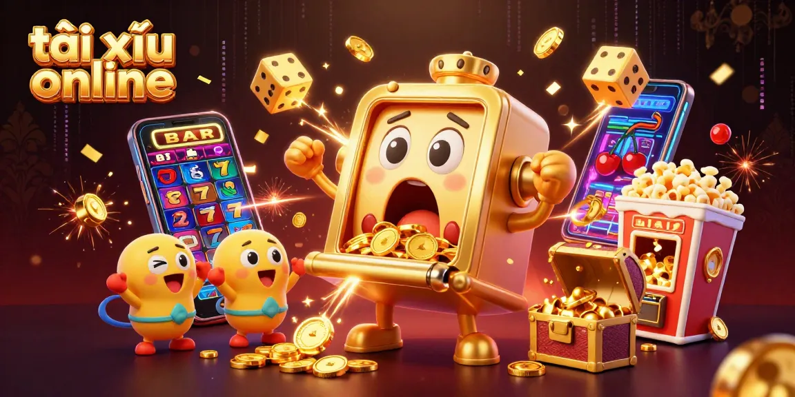Experience thrilling gameplay at tài xỉu online as animated slot machines celebrate jackpot wins amidst festive visuals.