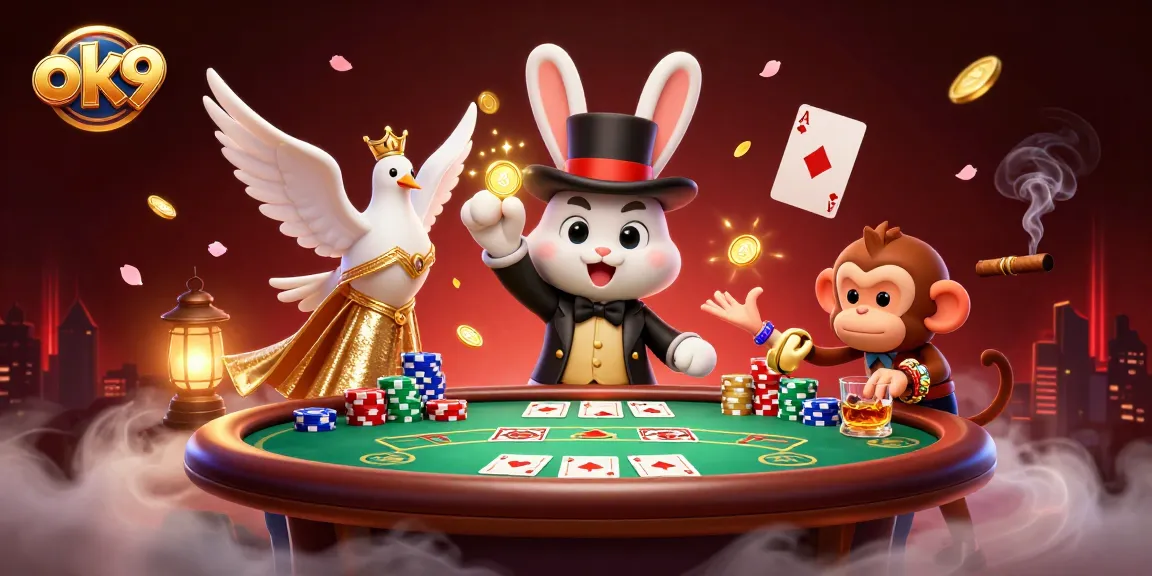 Experience winning moments at ok9 with a vibrant 3D casino scene full of magic and gaming excitement.