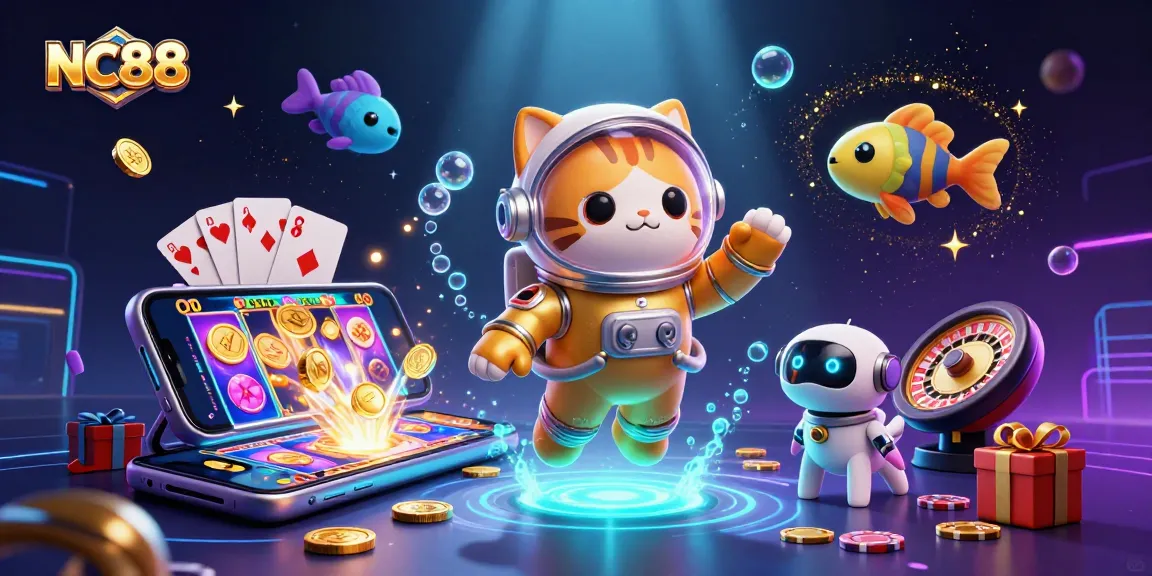 NC88 players engaging with a rich 3D casino scene featuring dynamic games and vibrant characters.