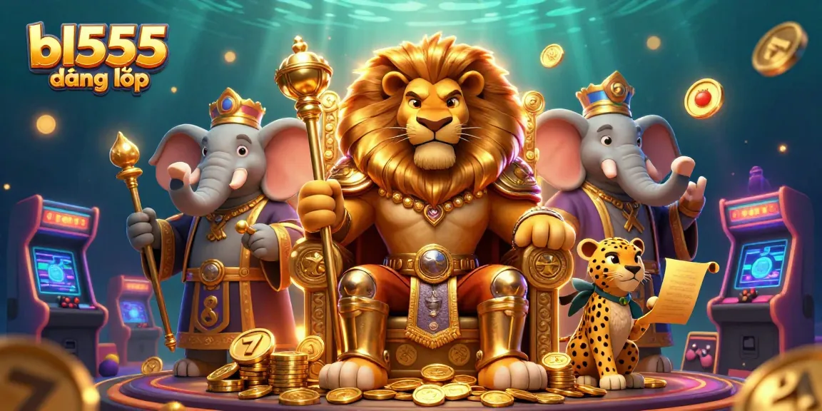 Experience the excitement of bl555 đăng nhập, showcasing a vibrant casino scene with stunning 3D characters and slot game elements.