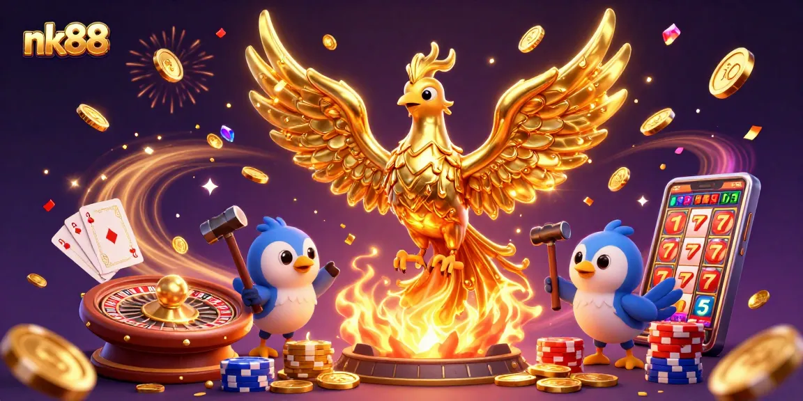 Engage with the nk88 casino experience featuring molten gold phoenix and immersive gambling elements.