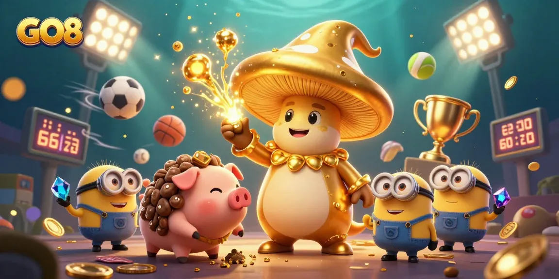 Experience thrilling sports betting with GO8's magical illustration featuring gold and gems.