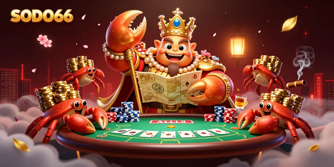 SODO66 invites players to engage in an exciting poker match with a golden crab emperor at its center.