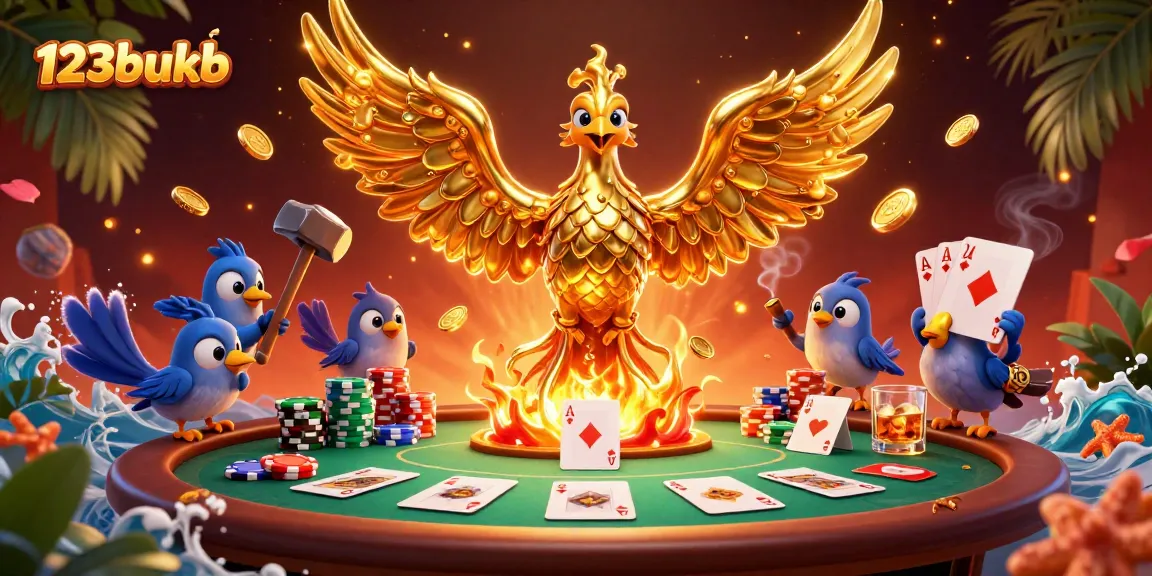 Experience thrilling poker dynamics and rich visuals in 123bukb's vibrant casino atmosphere.
