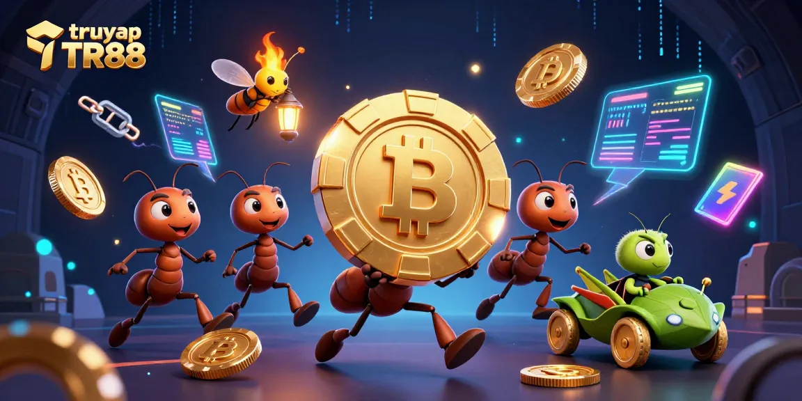 Join the thrill of truy cập TR88 as ants embark on a heist with a golden poker chip!