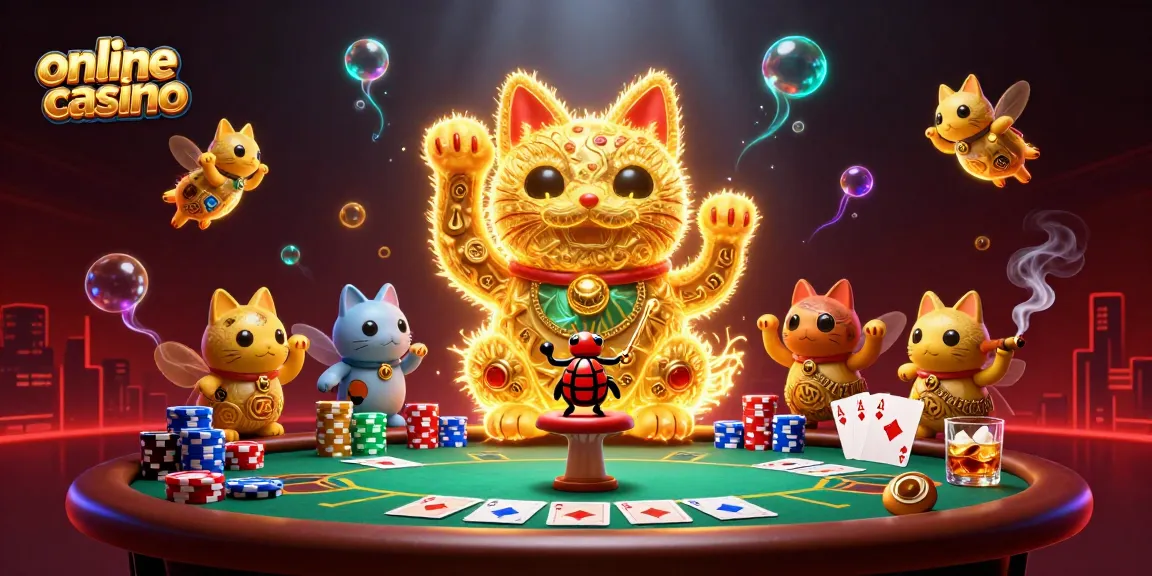 Experience the excitement of an online casino with vibrant 3D illustrations showcasing gameplay and atmosphere.