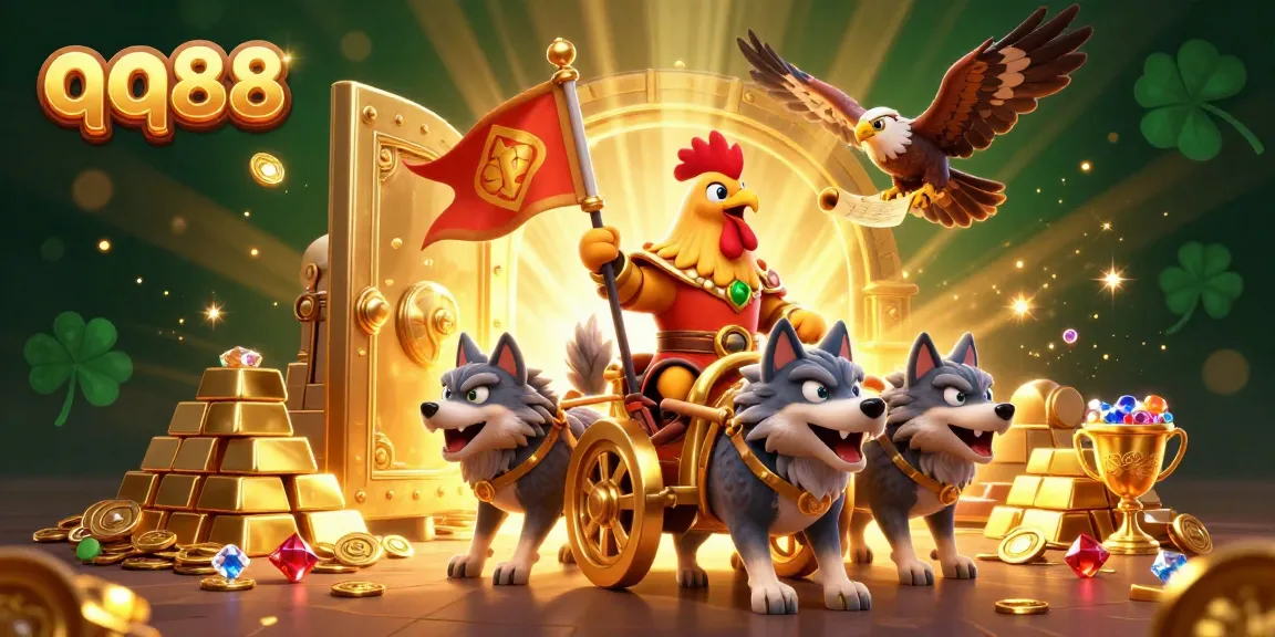 Bet confidently with qq88, as the thrilling golden treasure chariot scene blends fantasy and gaming excitement.