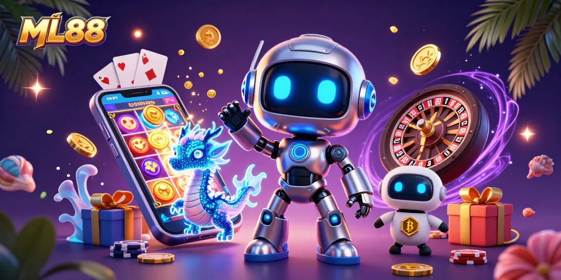 Experience thrilling gameplay at ML88 with vibrant digital characters and casino elements.