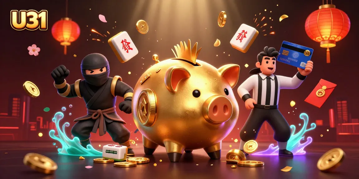 Experience U31 in a vibrant 3D casino world with dynamic characters and festive elements.