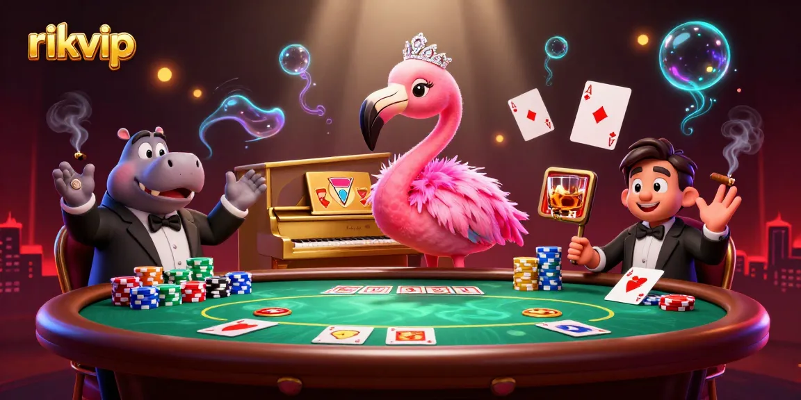 Experience exciting gameplay at rikvip with colorful poker elements in a lively casino scene.