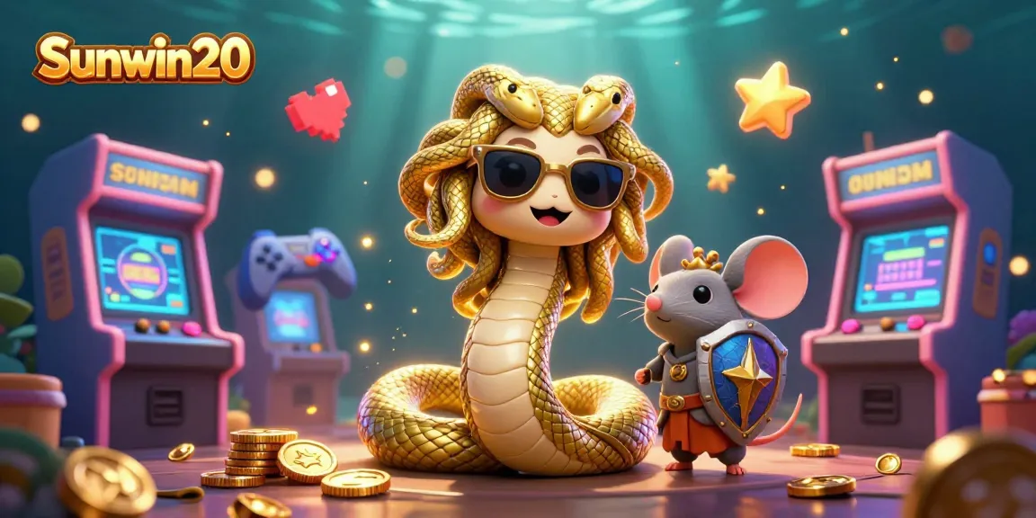 Engage with Sunwin20 through a vibrant 3D scene filled with gaming excitement and casino spirit.