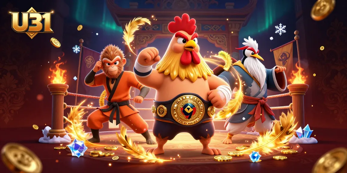 Experience U31's thrilling atmosphere with dynamic characters and golden coins in a vibrant fighting arena.