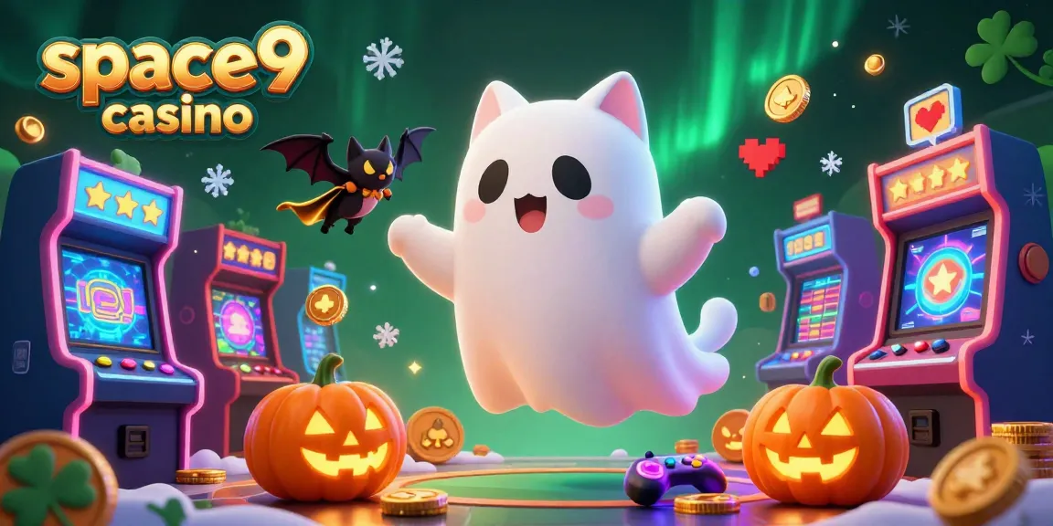 Experience thrills at space9 casino with a friendly ghost cat, a bat, and glowing games.