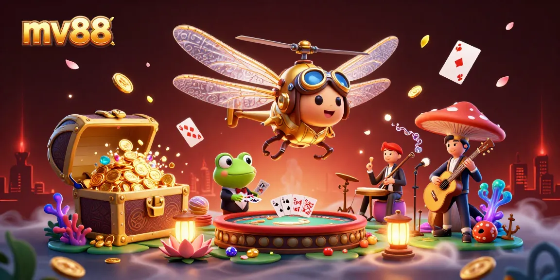 Experience the thrill of mv88 with an engaging 3D casino scene full of lively characters and dynamic gaming elements.