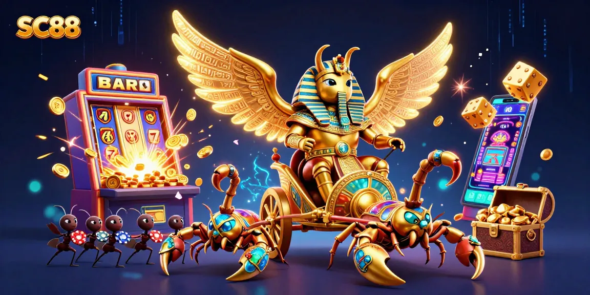 Join the adventure at SC88 as the golden scarab beetle leads a treasure-filled casino journey.