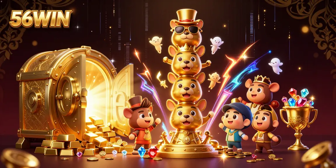 Play exciting games at 56WIN with golden treasures and vibrant casino elements.